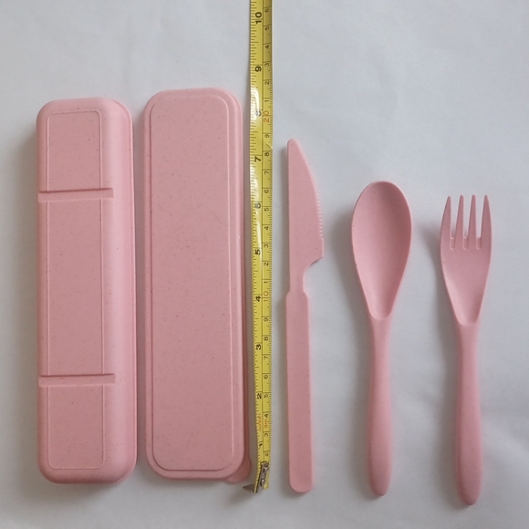 Good Wheat Green Producers Tableware suit Pink spoon, fork, knife set with case - Picture 6 of 10